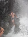 A bonus swim for a few of us on the penultimate day. Enrique took time out from kitchens duties to take us down a steep hill to a fantastic waterfall. Mikey emerges from the torrent.