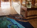 A model of the large Polynesian travelling canoes.