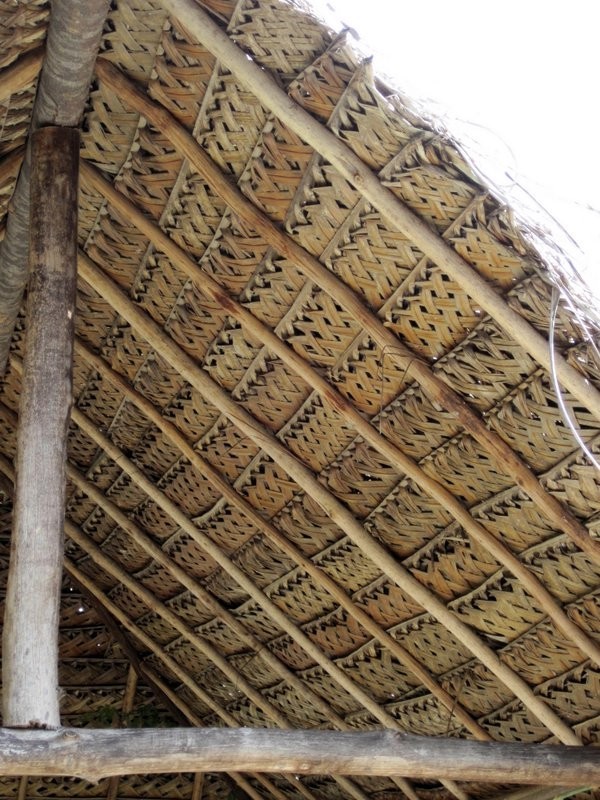 The woven palm fronds are then placed on the roof.... the materials last about two and a half years.