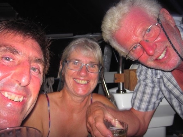 We celebrate with Phil and Norma on Minnie B our safe arrival in the Marquesas