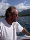 Alex, from Aleria, en route to the snorkeling sites in Douglas Bay, Dominica.