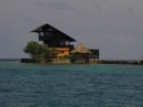 One of the Des Res houses built on a rock off Isla Grande in the Rosarios