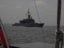 One of the warships of the ARC - Armada Republic de Colombia..overtaking us a swe left Cartagena