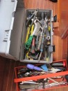 Several boxes of tools, bits and pieces clutter the living space whenever maintenance jobs need to be undertaken.