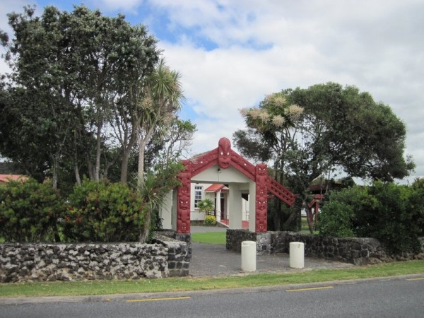 The entrance to the local Maori tribes meeting house.