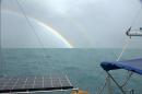 Double rainbow at sea.