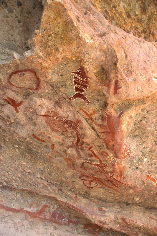 Aboriginal cave paintings in the" Ship Shelter" on Flinders Island.