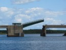 Bridge through a barrier across Lennox Sound at Burnt Island (lots of names from Scotland here abouts)