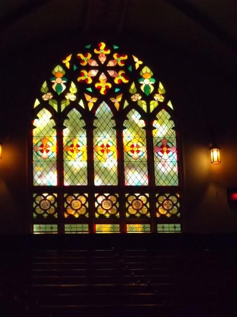Stained glass window in the oldest United church in Montreal