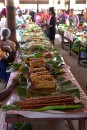 Vanuatan takeway food in the market. All food wrapped in Bananah leaves, no plastic containers here!