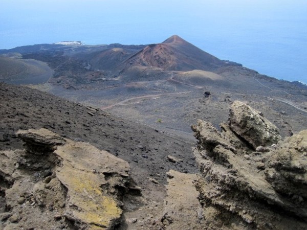 Lava field and volcanoin the south of La Palma. The newest here is only 40 years old.