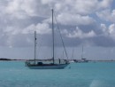 Rock Folly anchored at Barbuda. Steve has sailed her around the three-capes (Good Hope, Leeuwen and Horn), he will completed his circumnavigation when he re-visited Cape Town after South America and is now 5-days out from Barbuda (3rd April) on his way back to the Azores, then UK