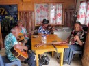 Local musicians serenading the customers in the cafe. 