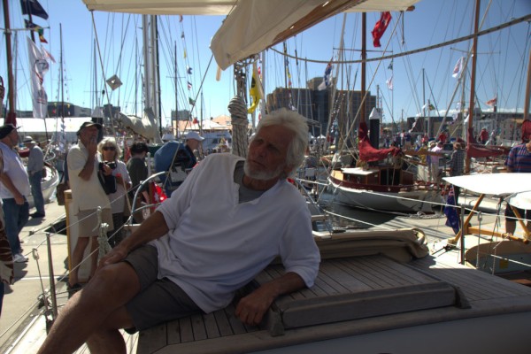 John relaxing on board his old boat.
