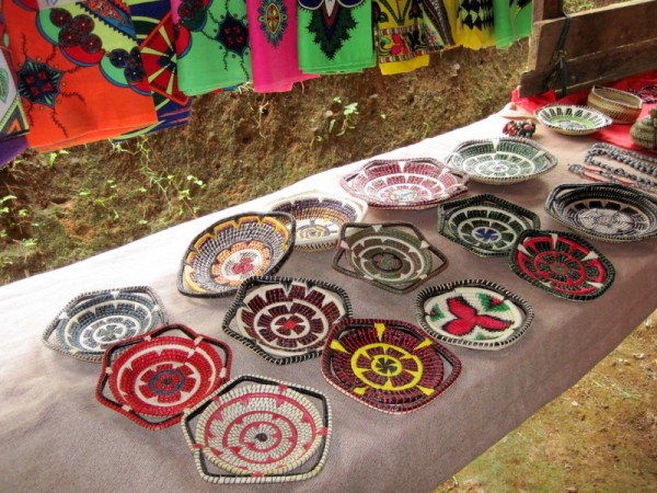 Some of the beautiful baskets for sale made by the women of the village.