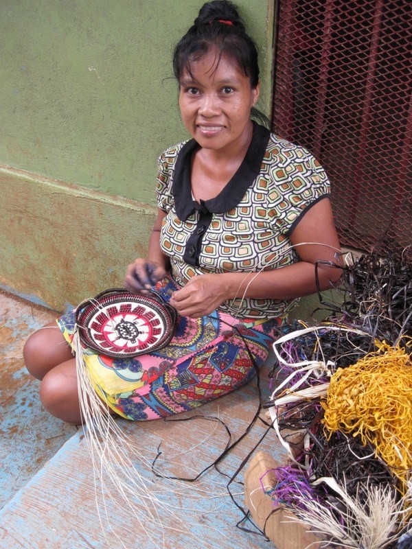 One of the beautiful baskets being woven.