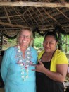 Sue with LOse the primary school teacher on Lape island.