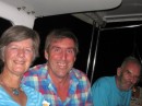 Susie (True Blue), Andy (Spruce), Robin (Flapjack) - arrival celebrations aboard True Blue on the day Flapjack dropped anchor in Prickly Bay