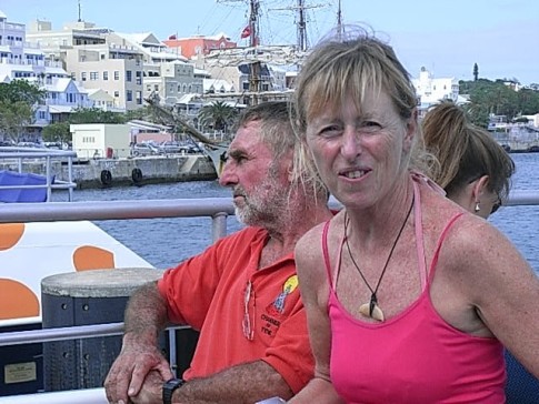 Welly and Keith aboard a ferry near Dockyard