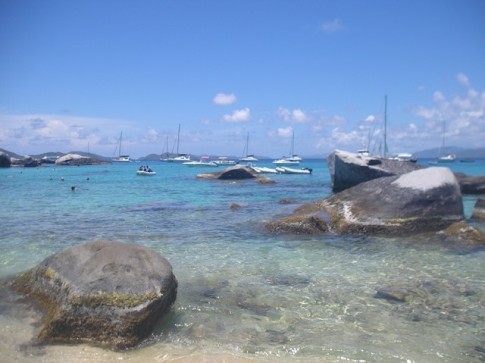 Notice all of the sailboats moored off the beach.JPG