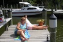 Jeanette and Suzanne relaxing on the dock.JPG