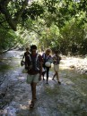 Hiking up the river toward Damajaqua Falls, Alan, Adair and Sabine.