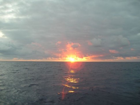 Sunrise as we approach the north shore of the Dominican Republic.