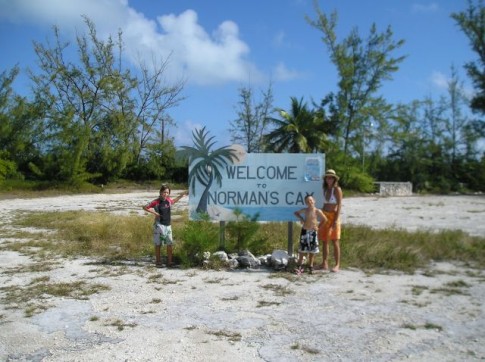 The sign at the airstrip on Normans Cay