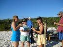 Potluck on Sand Dollar Beach. Kim, Karin, Jill and Dean.