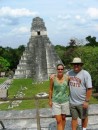 Tikal Grand Plaza - We are atop Temple II (Temple of the Masks) looking towards  looking towards Temple II (Great Jaguar). 