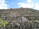 Machu Picchu. Argricultural terraces, looking up shows the steepness. 