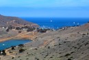 We hiked up the incredibly steep hillside for this view.  On the left is the end of Catalina Harbor.  On the right, across the isthmus, is Two Harbors.