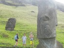 Michael, Becky and Garry give some dimension to the Moai