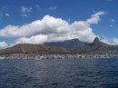 A view of Table Mountain and Cape Town as we sailed in