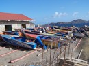 A fleet of fishing boats in the fishing village