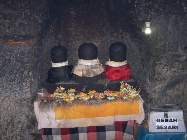 An offering area in the cave at Goa Gajah Temple