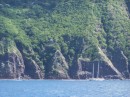 Imagine picking up a mooring here.  This is the only mooring field in Saba, a total of 4 balls.