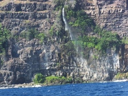 Waterfall that never reaches the water, north shore, Hiva Oa