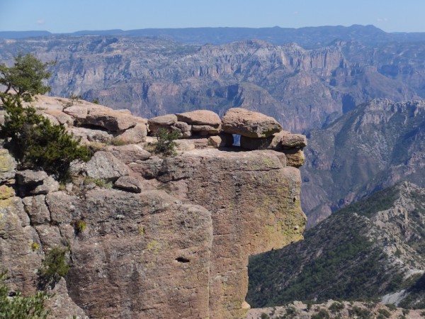 Balancing rock at Copper Canyon Adventure Park near Divisadero