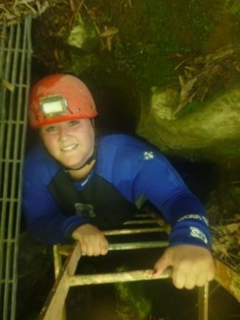 Jessie emerges from Waitomo caves