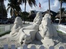 Sand castle in West Palm Beach, mermaid and sea creatures.
