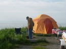 a camp site on the beach