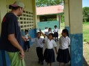 School kids greeting Harold the Peace Corps Volunteer