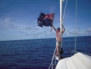 One of the yachts on the Ship is flying a Cook Island flag too. Amanda gets very excited!