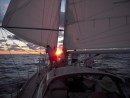 As the sun sets we approach Antigua.