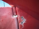 We started the search by drilling a hole from outside where the leak was entering the inside of the boat. That is the most right hand hole. Then we drilled the lower holes following the water until it dried up. Then we started following a crack up and aft.