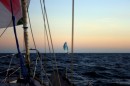 Spinnakers up at sunset - crossing to Isla San Benito