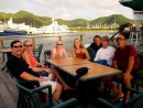 Tim, Teresa, Moriah, Allyisa, Mike, Linda and Larry hanging out at the St Maarten yacht club 