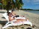 Linds & Bri relax at Musket Cove Resort