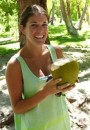 Linds and her drinking coconut.